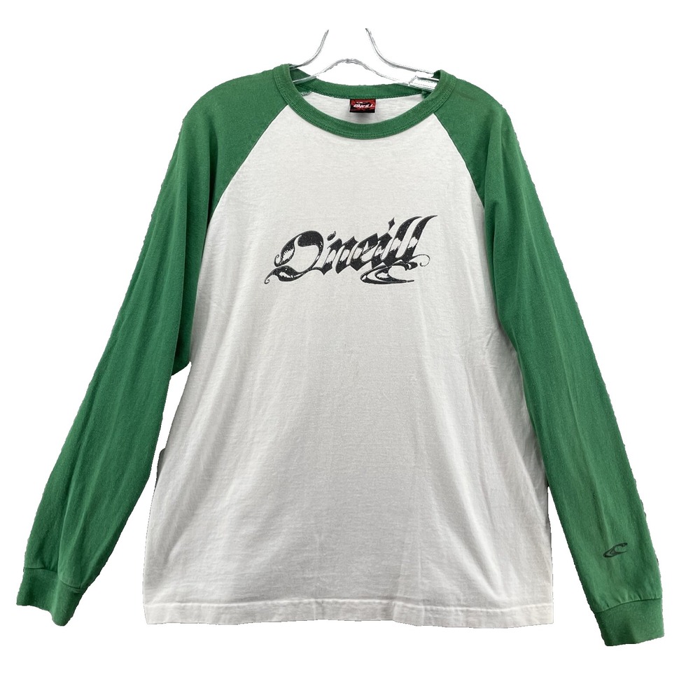 Vintage O'Neill Baseball Tee Men's Med Green Skater Sportswear Streetwear Surfer